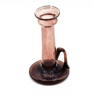 Vintage Glass Candleholder or Bud Vase with Handle 