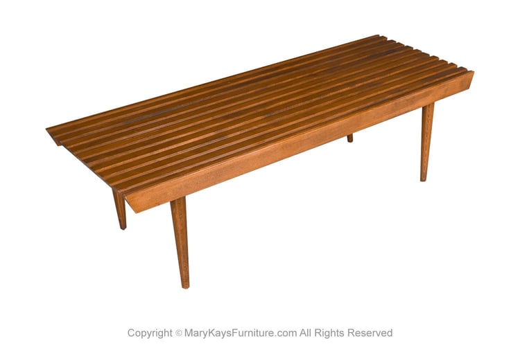 Mid Century Slatted Wood Bench Coffee Table George Nelson Style 