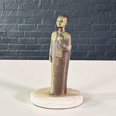 Egyptian Style Brass & Marble Figurative Sculpture 