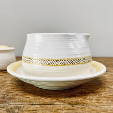 Franciscan Hacienda Gold Gravy Bowl | Yellow + White Bowl with Saucer | 1960s 1970s Mid Century Serving Kitchen Dining | California Style 