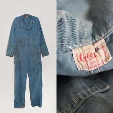 Calco coveralls | Vintage 1950s herringbone cotton Calco work coveralls 