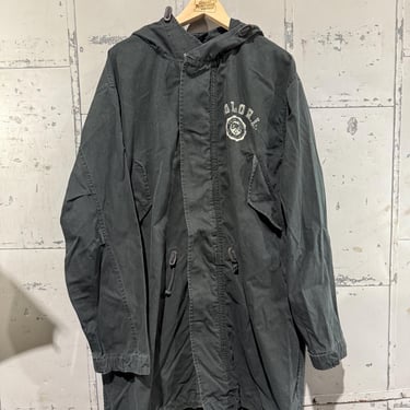 Vintage 90s Polo Ralph Lauren Fishtail Parka Black Stencil Polo Sport XL 