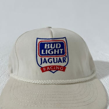 Vintage Bud Light Jaguar Racing Leather Strapback Hat