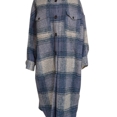 Isabel Marant - Blue, Gray, & Green Plaid Oversized "Gabrion" Coat Sz 2
