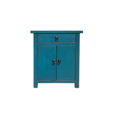 Distressed Bolection Blue One Drawer Simple End Table Nightstand cs7445E 