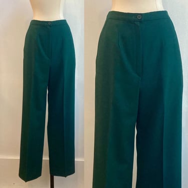 Vintage 70s WOOL Pants Trouser / PENDLETON / Forest Green / On Seam Pockets + No Back Pockets + Straight Leg 