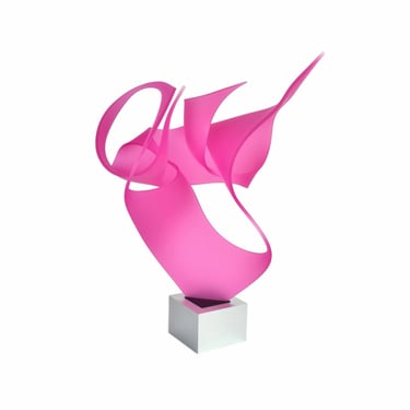 Michael Plaminek Modern Geometric Abstract Acrylic Sculpture “Pink Dream” 