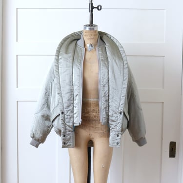 vintage 1980s silver puffer coat • women's London Fog feather down fill puff jacket 
