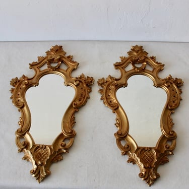 Italian Rococo Style Gilt Molded Wall Mirrors-a pair 