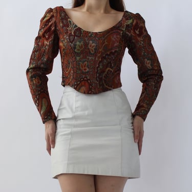 Vintage Jacquard Cropped Top