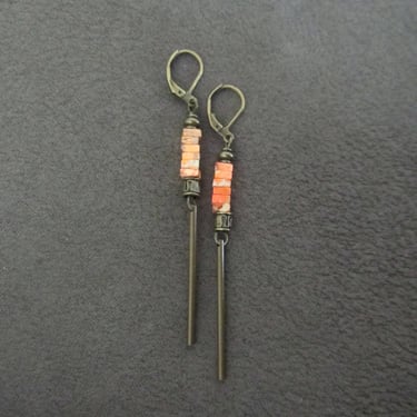 Minimalist orange imperial jasper earrings 