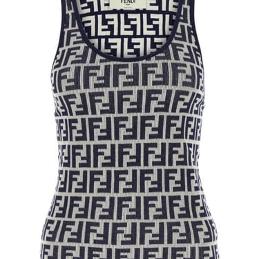 Fendi Women Embroidered Stretch Cotton Tank Top