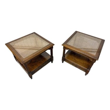 Vintage Ethan Allen Directoire Walnut Side Tables - Set of 2 