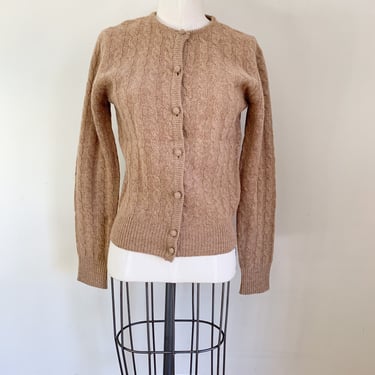 Vintage 1960s Beige Wool & Angora Cardigan / M 