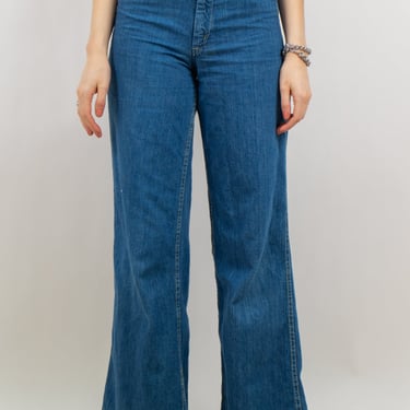 1970s Mid-Wash Blue Bellbottom With Arched Butt Jeans