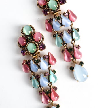 Floral Glass Stone Chandelier Earrings