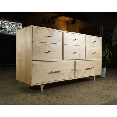 Master Lowboy Dresser, 8 Drawers, Modern Dresser, Modern Lowboy, 8 Drawer Lowboy, Solid Hardwood Dresser (Shown in Maple) 
