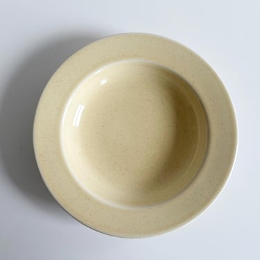 Guess Home Collection Creme Dinnerware: Yellow Flecked Stoneware Soup Bowls Thailand Vintage 1990s 