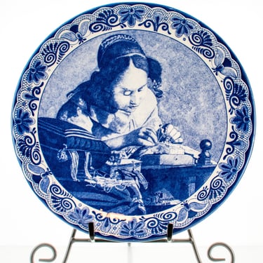Westraven Delfts Decorative Plate | Vintage Vermeer Blue-on-White Glaze | Wedding Gift or Christmas Gift 