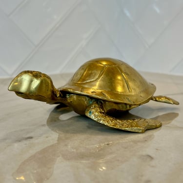 Brass Turtle Sculpture - Vintage Decorative Dish with Charm and Character 