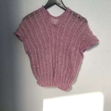 Sweet Pink Short Sleeve Handmade Pullover Sweater SZ S 