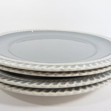 Mid Century Harker Ware Pate Sur Pate Soft Gray Blue Dinner Plates - Set of 4 Chesterton Gray Harker Dinner Plates 