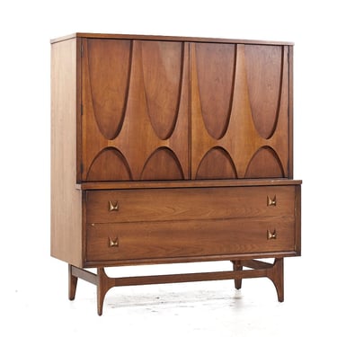 Broyhill Brasilia Mid Century Walnut Gentlemans Chest Dresser - mcm 