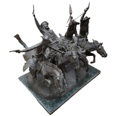 Frederic Remington Coming Through The Rye Bronze Sculpture HUGE SIZE Marble Base 