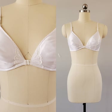 1980s Maidenform Appliqués Bra in White 80s Lingerie 80's Women's Vintage Bra Size 34B 