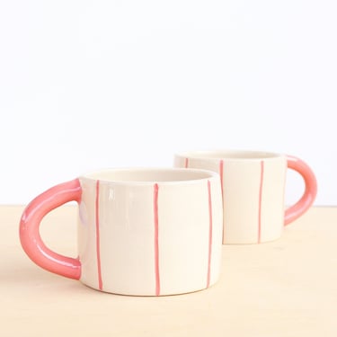 Striped Ceramic Mug / READY TO SHIP / Handmade Coffee Mug 