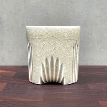 Porcelain Ceramic "Deco" Cup  -  Glossy Crackle Celadon 