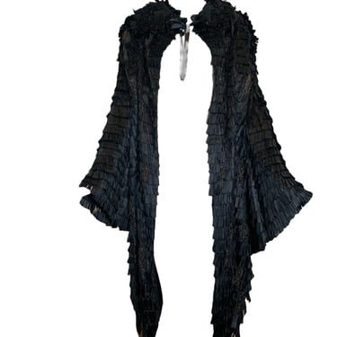 Spectacular 1920s Black Ribbon Fringed Flapper Coat
