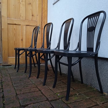 French Bistro Chair, Michael Thonet design Vintage Dining Chair, Retro Dining Chair, Mid-century 1980s, black wood chair 