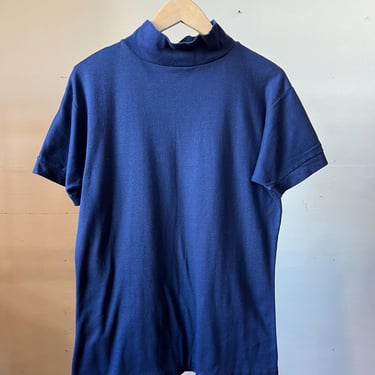 Medium, Vintage 1950s 'Thermo-Jack' Blue Turtle Neck T-shirt, B 