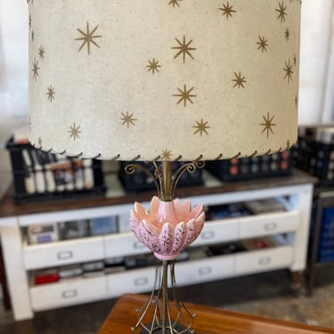 Mid Century Atomic Pink Ceramic Table Lamp