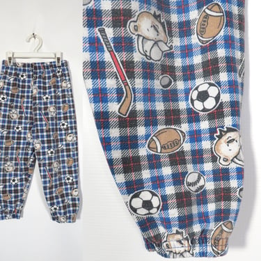 Vintage 90s Kids Comfy Sports Print Cotton Blend Pants Size 3T 
