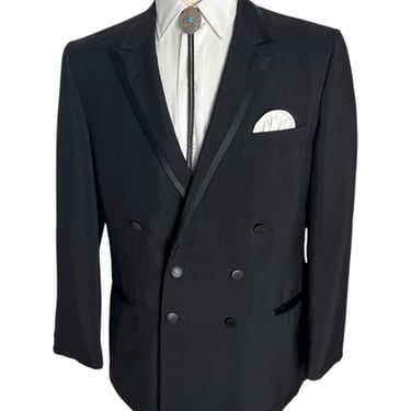 Vintage 1960s/1970s Double-Breasted SHARKSKIN Tuxedo Jacket