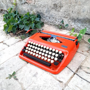 Vintage Typerwriter Pop Orange Adler Tessy, Made in Germany 1970's, Mid Century Typerwriter 