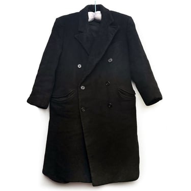 1920s Men's Black Wool Overcoat ART DECO, Wide Lapels, Antique, SILK Lining, Heavy Coat, Vintage, 1930's 