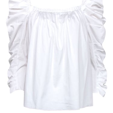 Kate Spade - White Baby-doll Puff Sleeve Blouse Sz 8