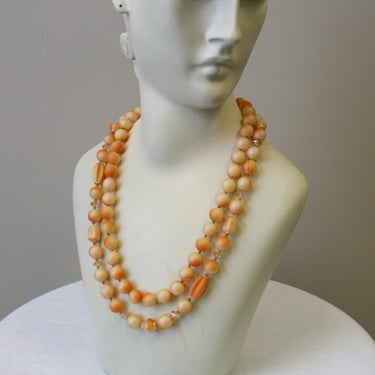 1960s Frosted Orange Double Strand Necklace 