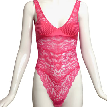 VERSACE- NWT 2023 Pink Satin & Lace Bodysuit, Multiple Sizes