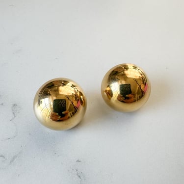 vintage 1960s gold half sphere clip on earrings 