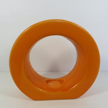 Vintage Orange Ceramic Round Candle Holder 