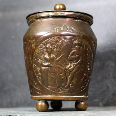Russian Copper Sugar Bowl | Circa 1870s | Hand Made Copper Sugar Container | 3 Piece Set 