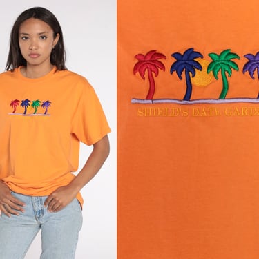 Shields Date Garden Shirt Y2k Indio California T-Shirt Palm Tree Orange Graphic Tee Retro Tourist Top Vintage 00s Large L 