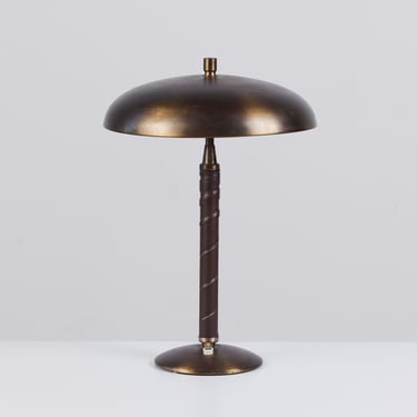 Einar Bäckström Brass and Leather Table Lamp 
