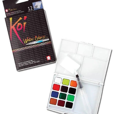 KOI 12 COLOR TRANSPARENT WATERCOLOR PAN POCKETBOX SET