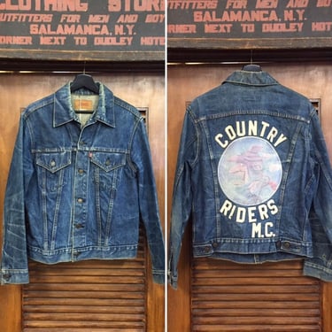 Vintage 1970’s “Levi’s” Denim Country Riders Motorcycle Club Jacket, Vintage Top, Club Jacket, Motorcycle Jacket, Vintage Clothing 