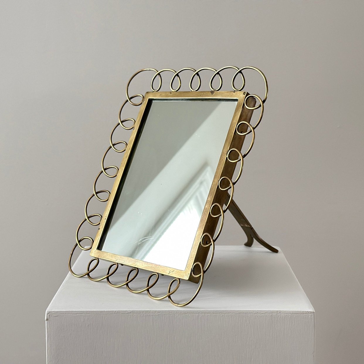 1950s – Mid Century Italian brass loops table mirror | Interior ...